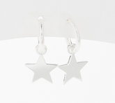 UltraFine Silver Star Motif Petite Hoop Earrings